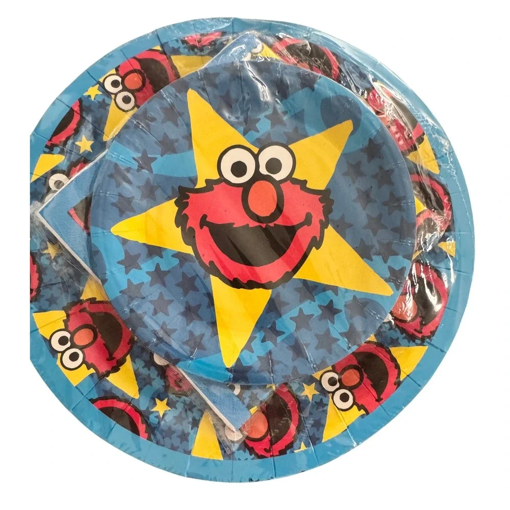 Sesame Street Elmo Star Party Supply Set 12 Dinner 12 Dessert Plates 24 Napkins